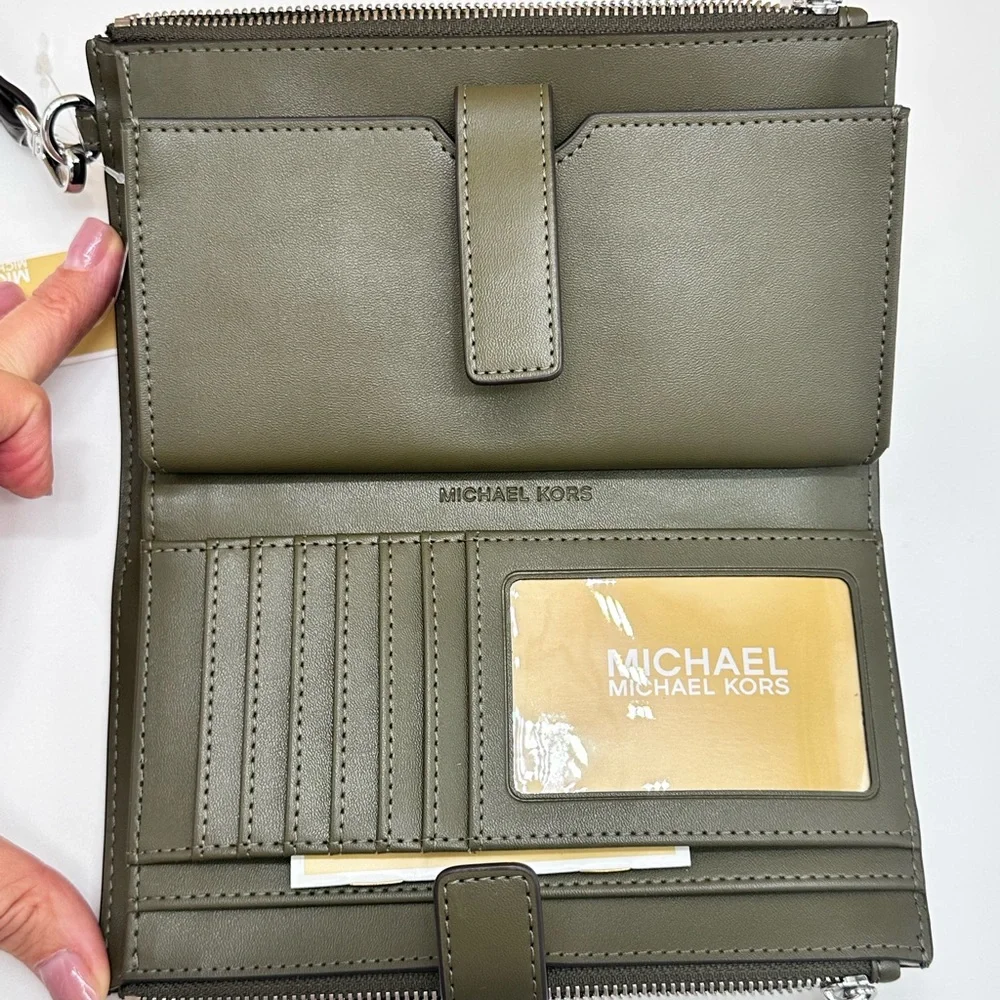 Michael Kors Olive Multi Double Zip Wristlet